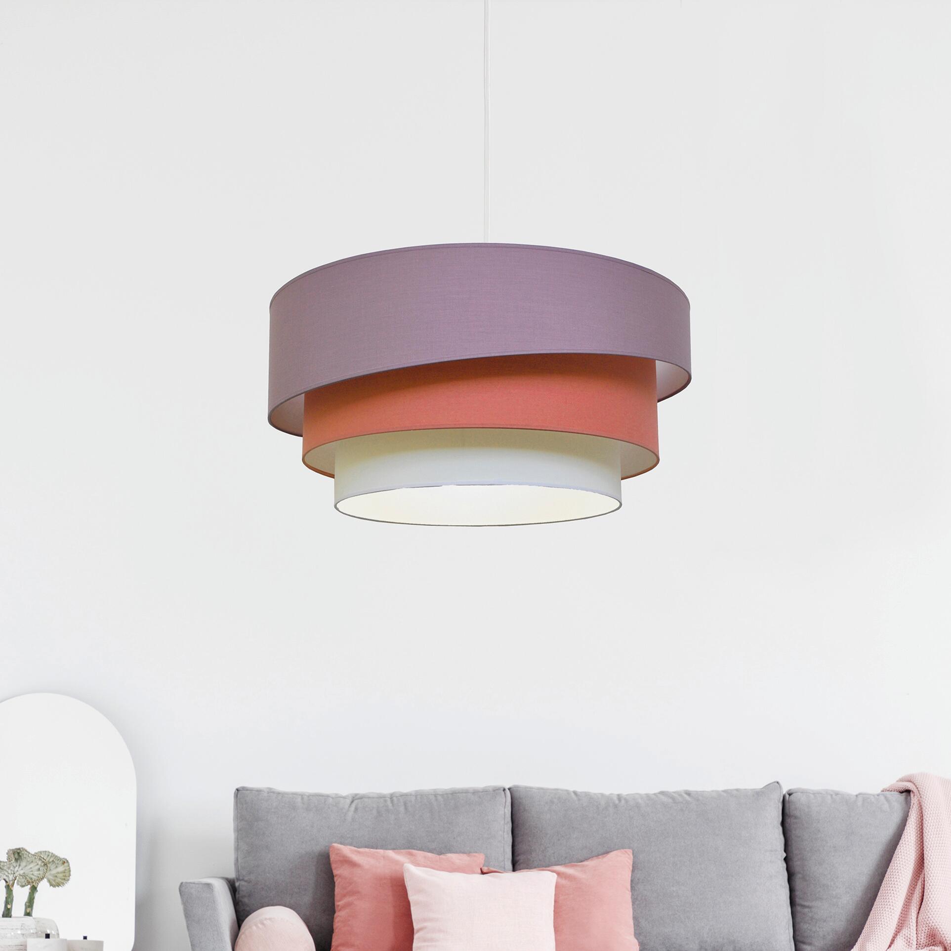 Lampadario Moderno Triplo Cilindro Rosa In Tessuto, D. 60 Cm | Leroy Merlin