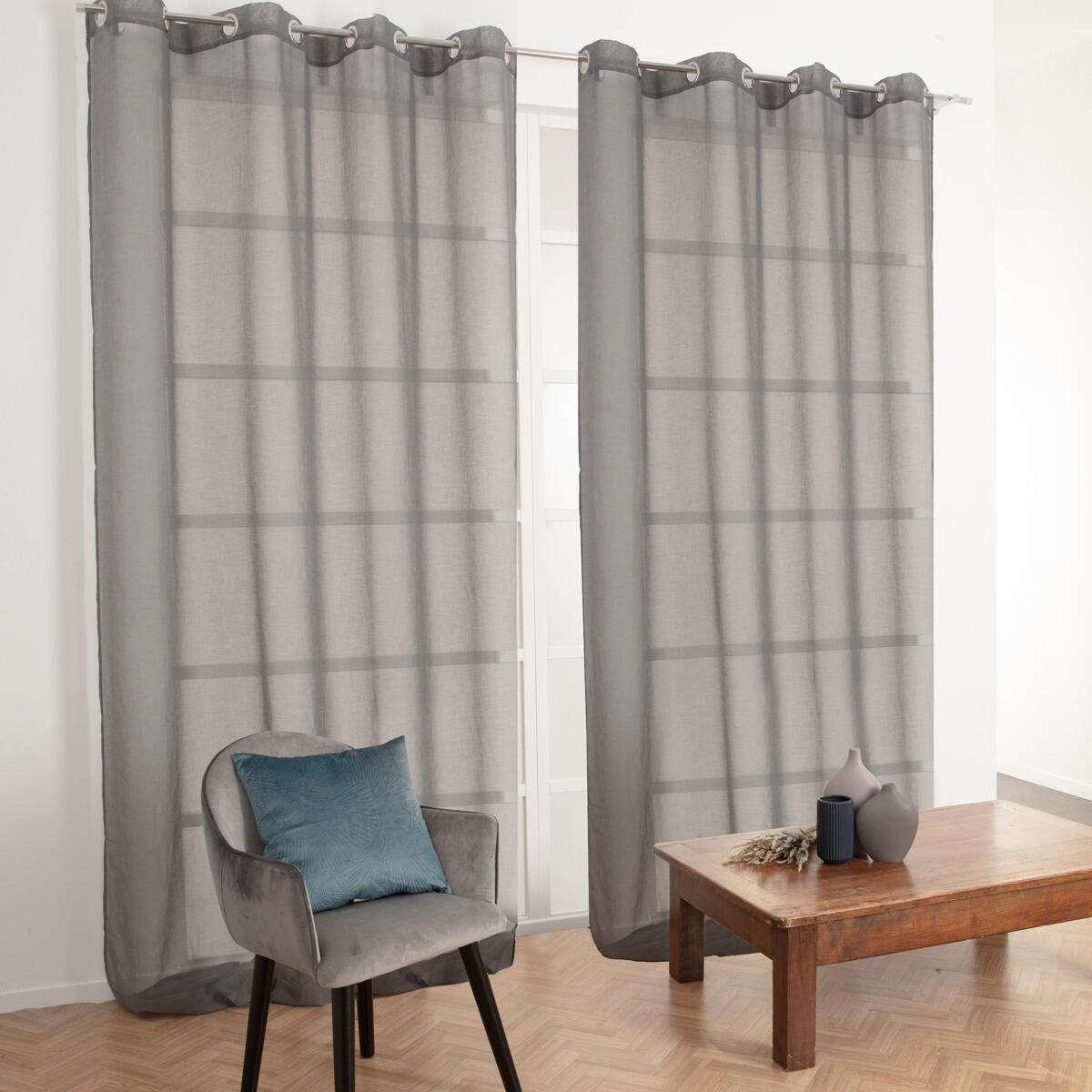 Douceur D'Intérieur Tenda Con Occhielli Isolante – 140x260 Cm, Colore Grigio Jupiter, 100% Poliestere, Lavabile 30°C - 4
