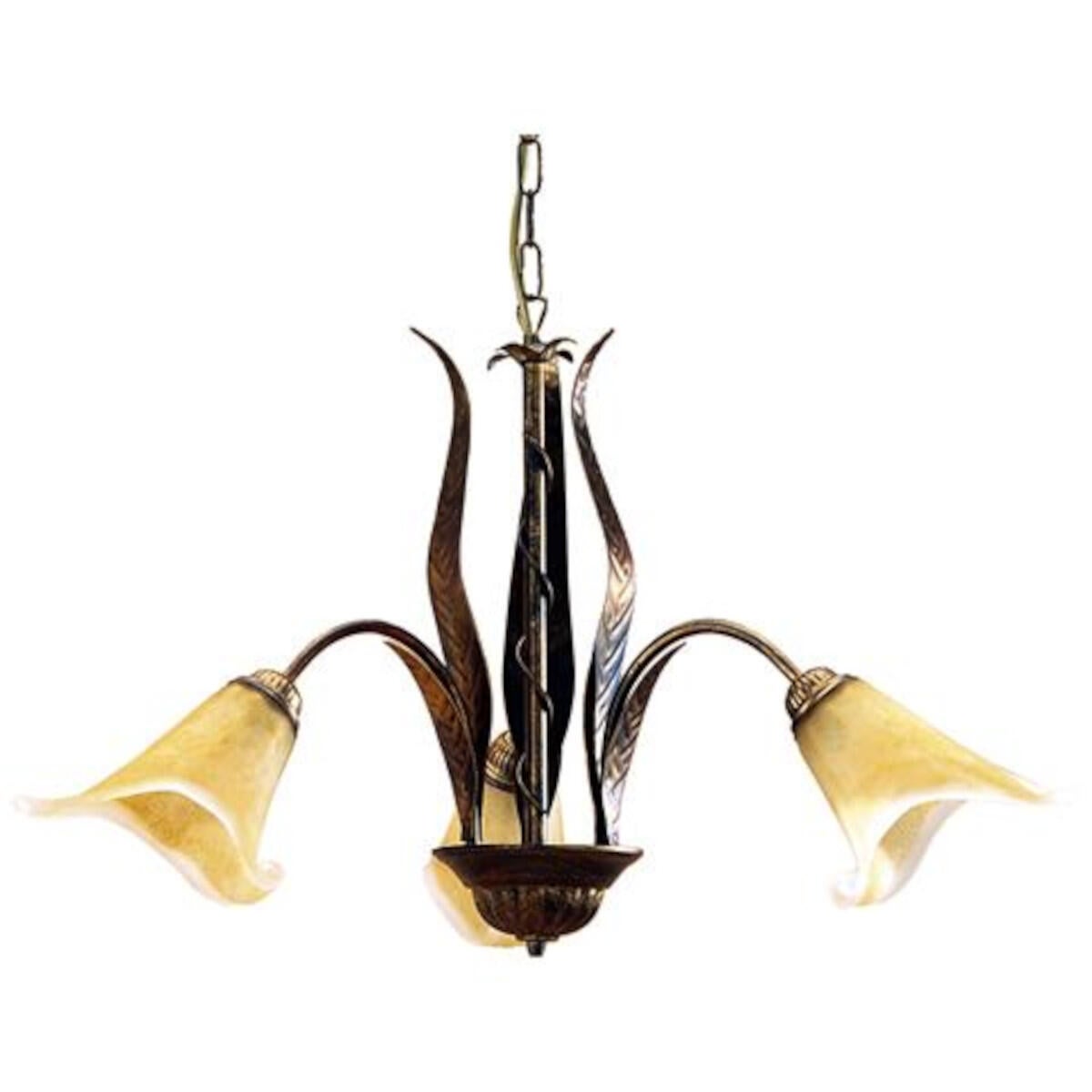 Lampadario Rustico Alga bronzo in ferro, L. 65 cm, 3 luci