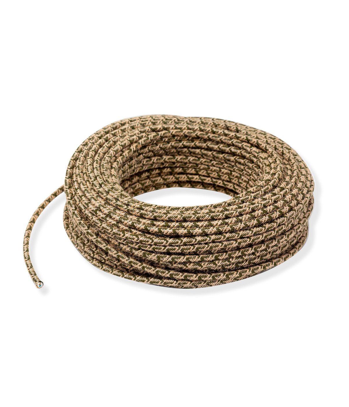 Cavo elettrico juta/verde militare H03VV-F 3 fili x 0.75 mm² 50 m MERLOTTI Matassa