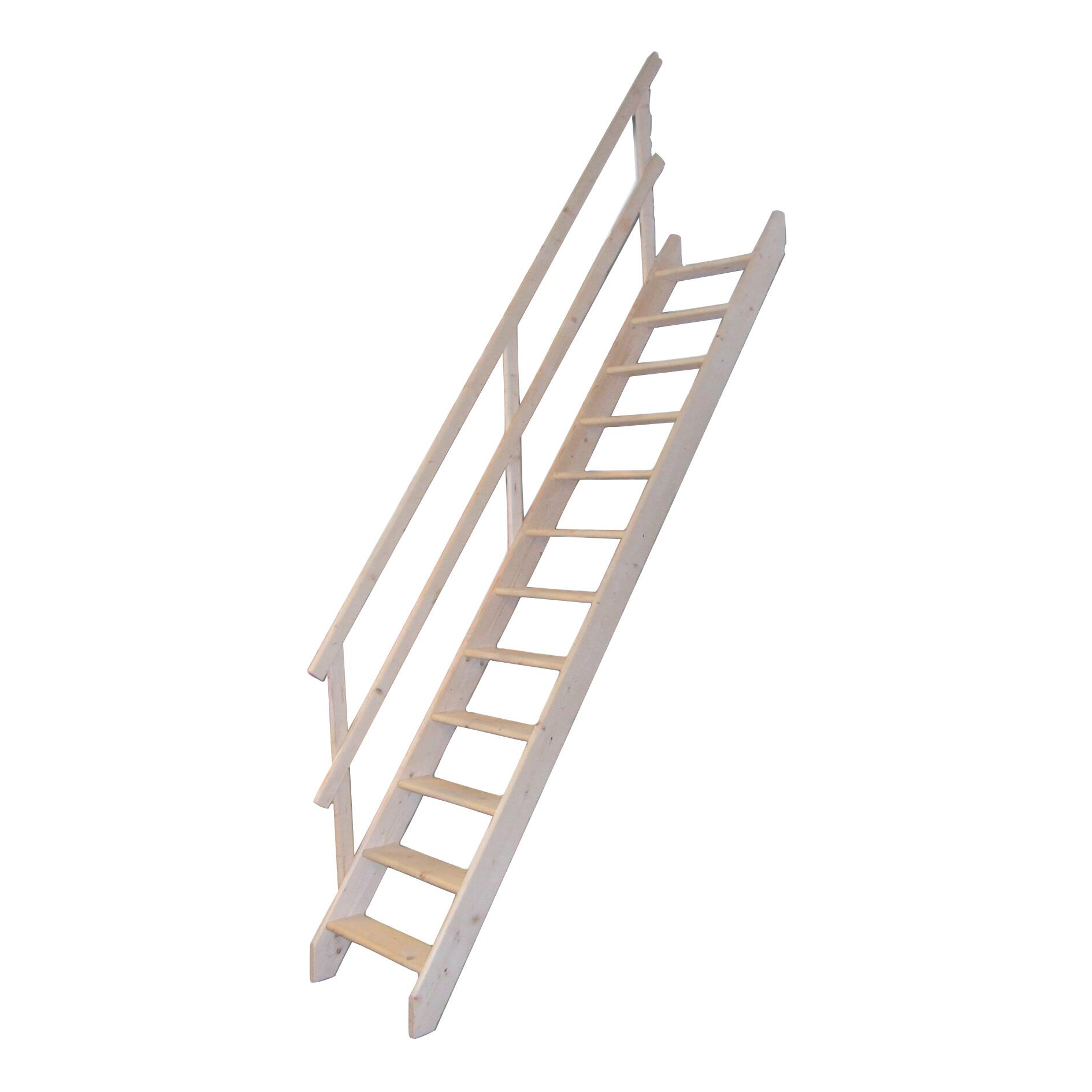 Scala In Legno Di Abete 12 Gradini - 280cm Altezza, 60cm Larghezza, Con Corrimano - Foto 6