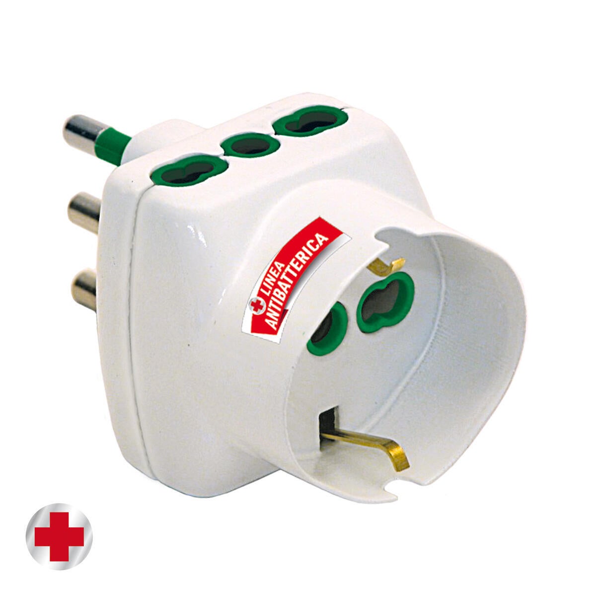 Adattatore FANTON antibatterico salvaspazio+2 pr10/16A+ Universale 16 A bianco