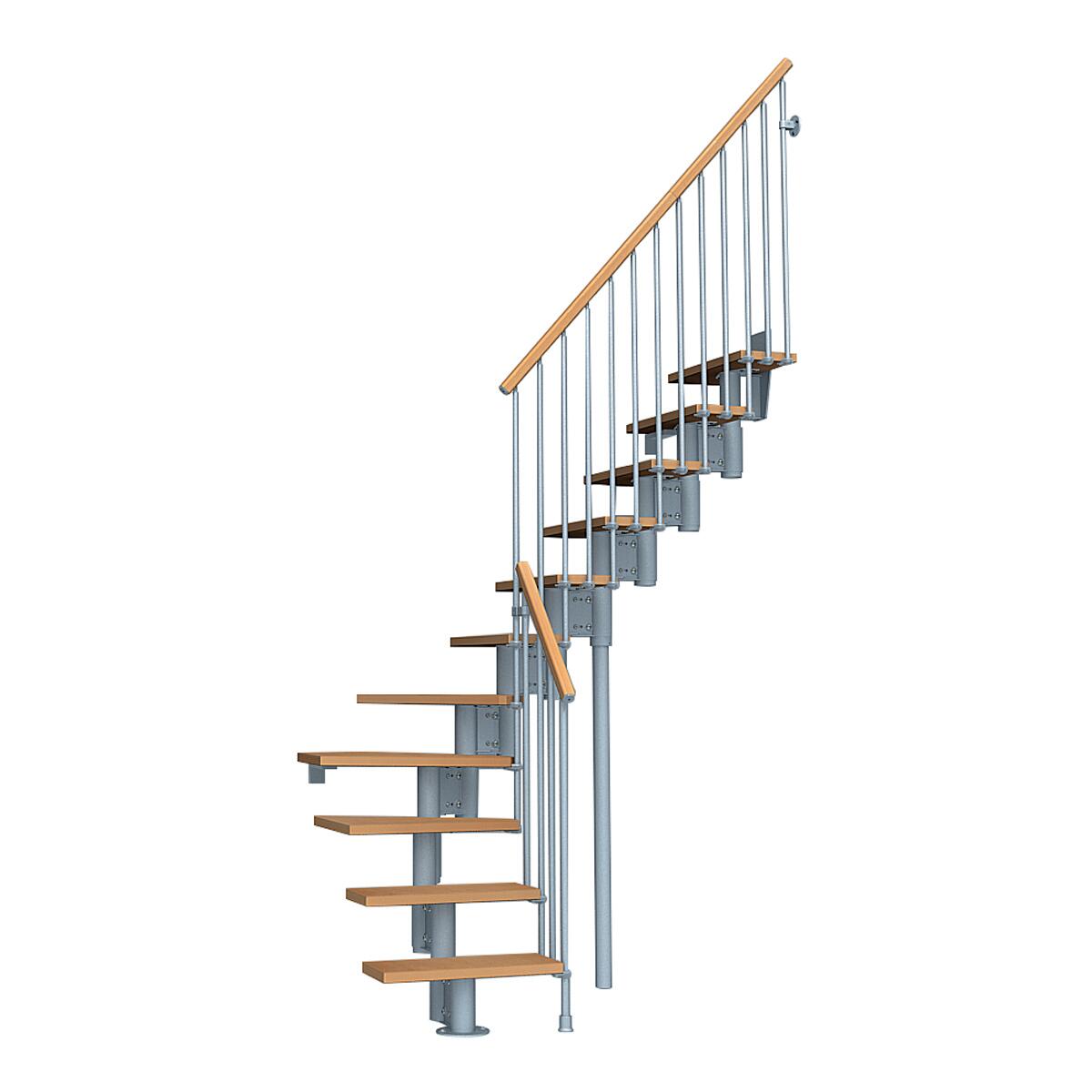Scala a rampa ¼ di giro Keis FONTANOT L 64 cm, gradino chiaro, struttura grigio