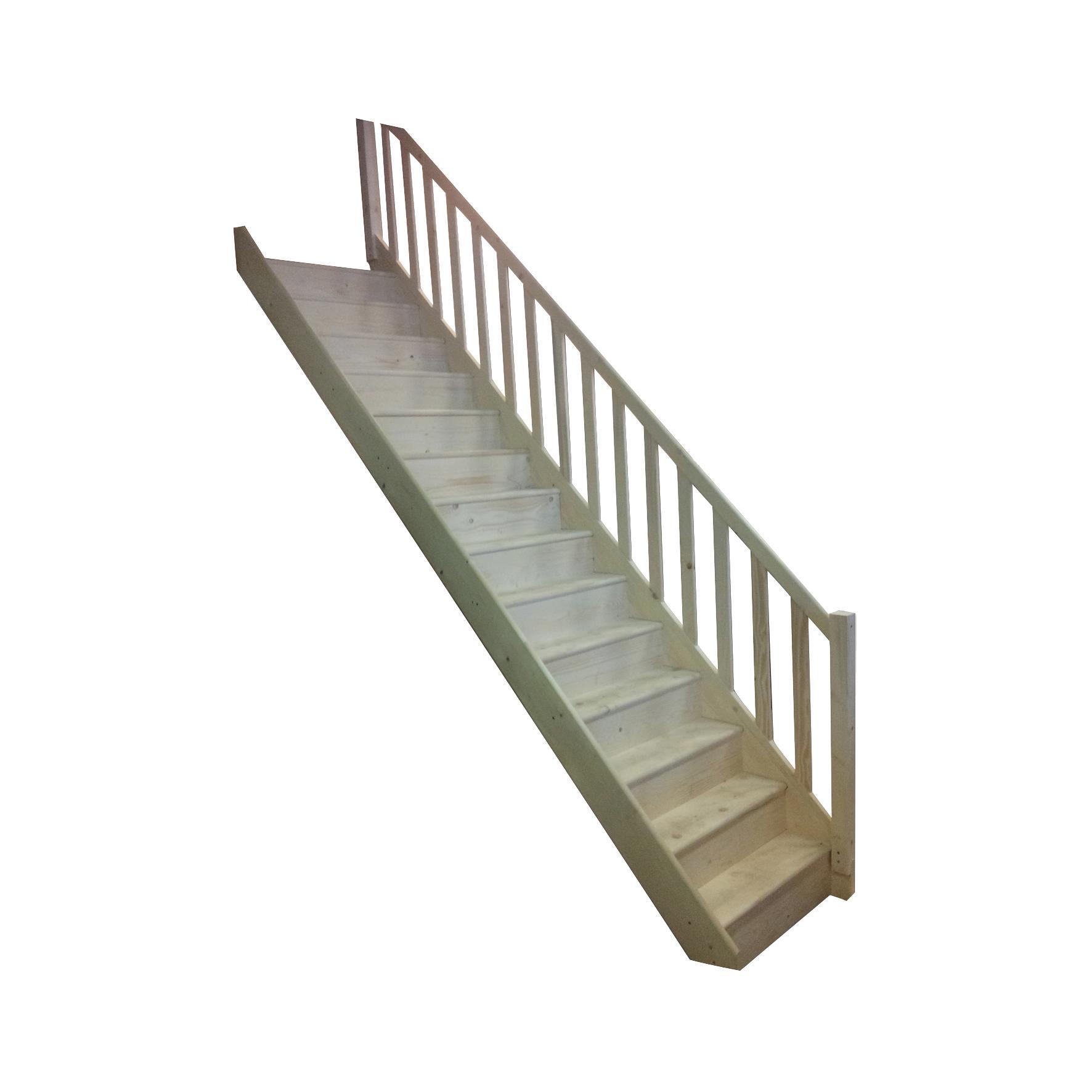 Scala a rampa dritto Delphis Dritta L 83 cm, gradino grezzo, struttura abete naturale