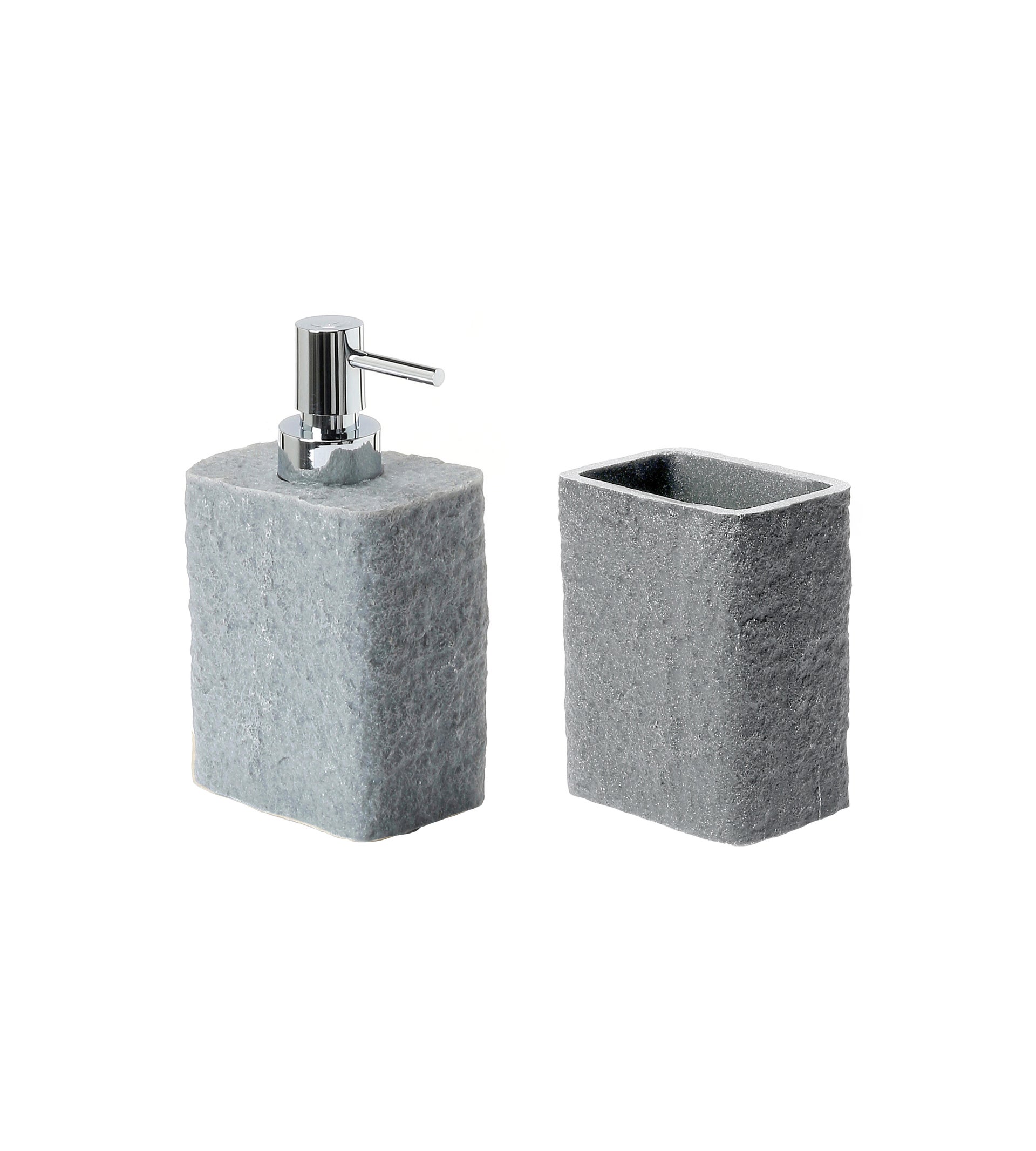 Set di accessori per bagno grigio in resina