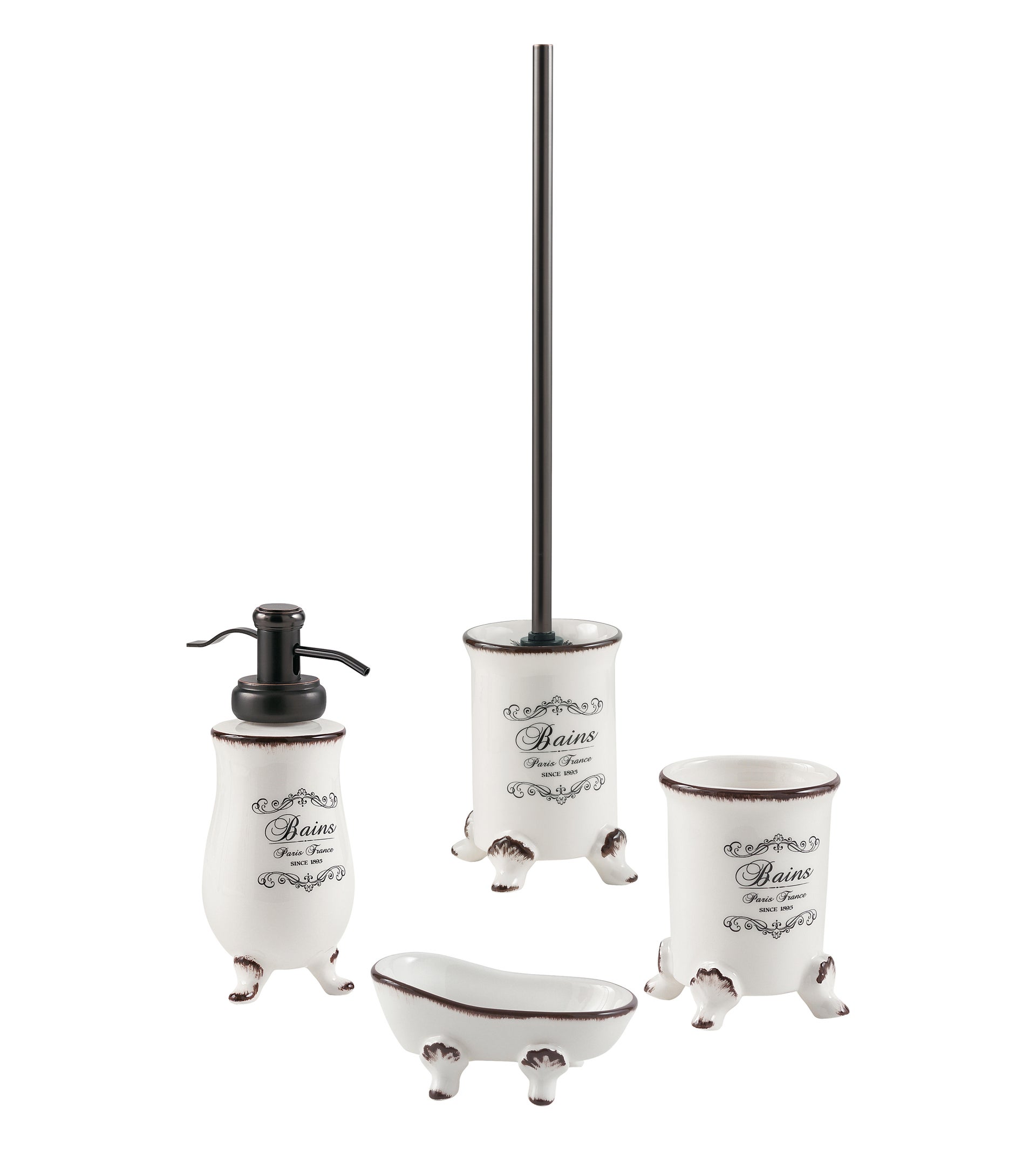 Set di accessori per bagno bianco in ceramica