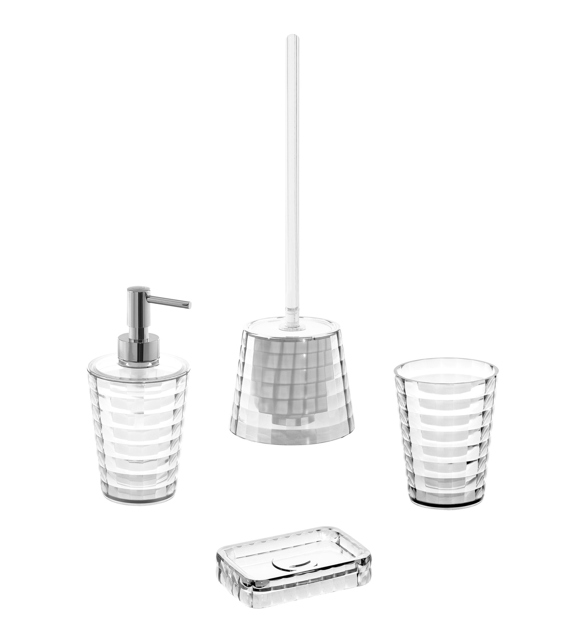 Set di accessori per bagno trasparente in plastica