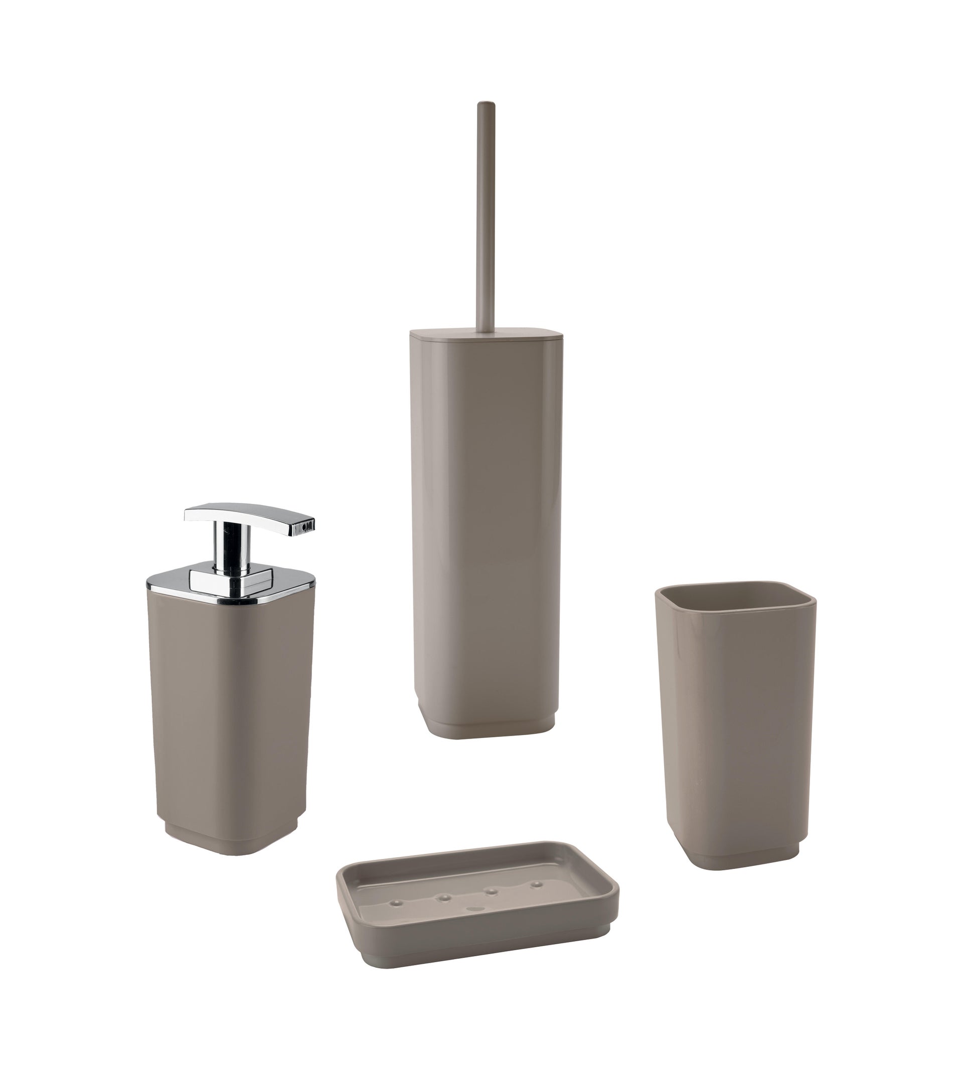 Set di accessori per bagno beige in plastica