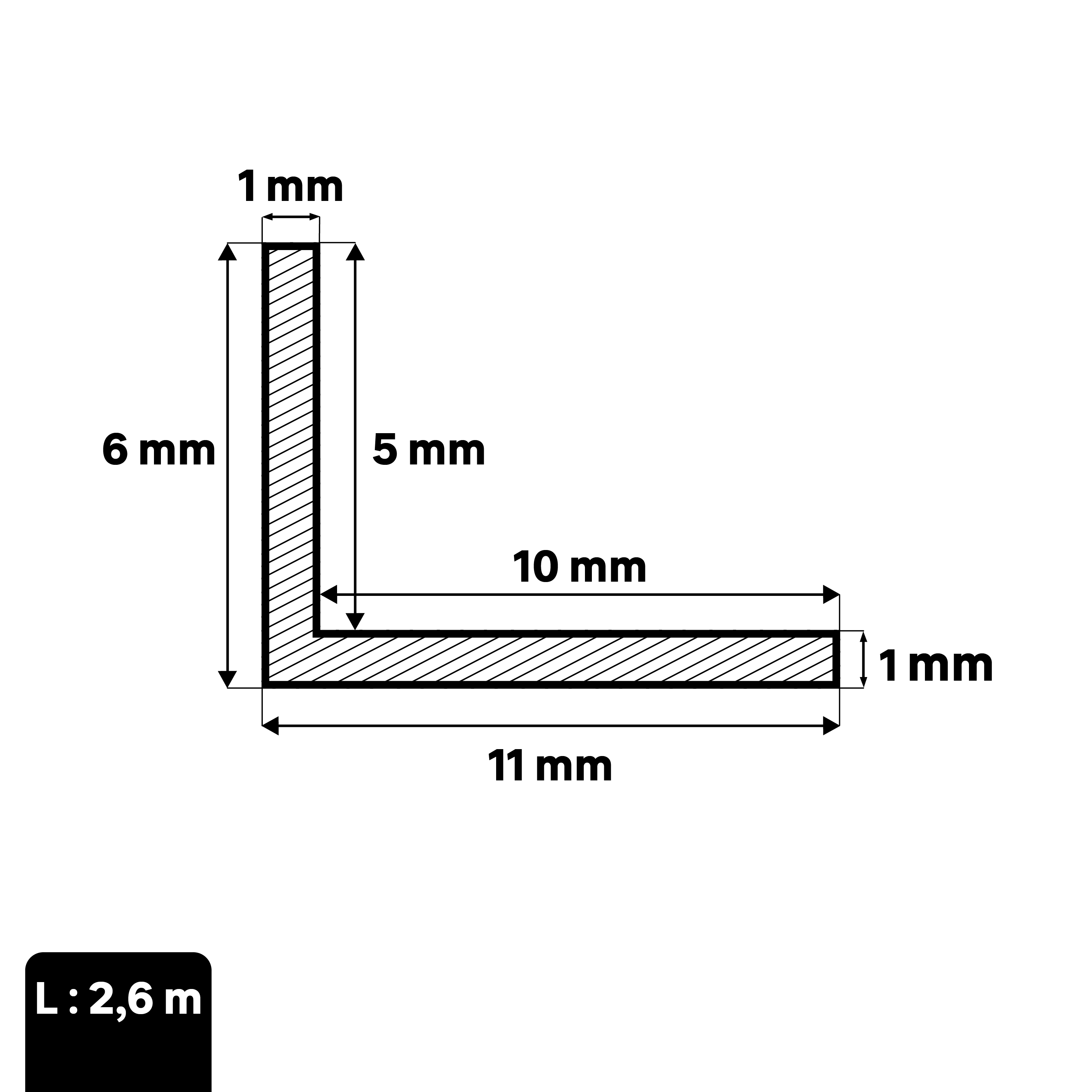 Profilo angolare asimmetrico STANDERS in alluminio 2.6 m x 1.1 cm grigio - 2
