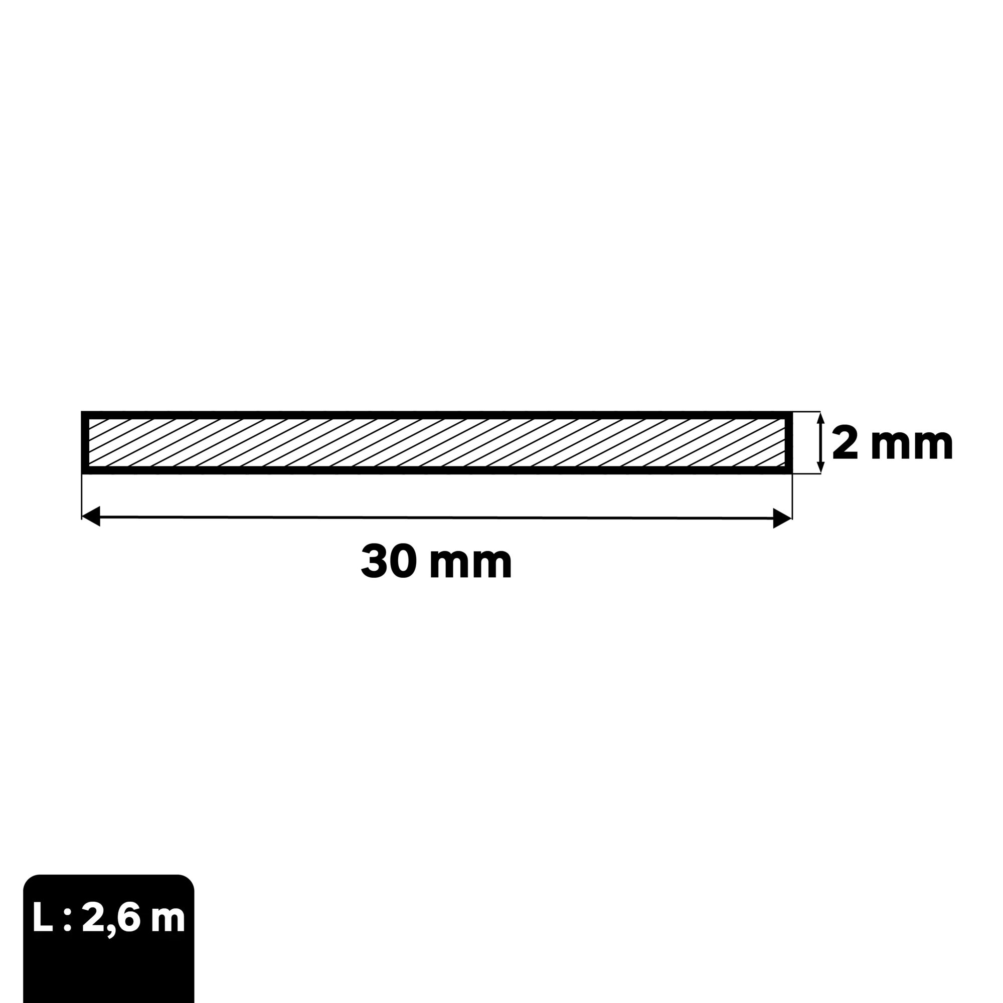 Profilo piatto STANDERS in alluminio 2.6 m x 3 cm grigio - 2