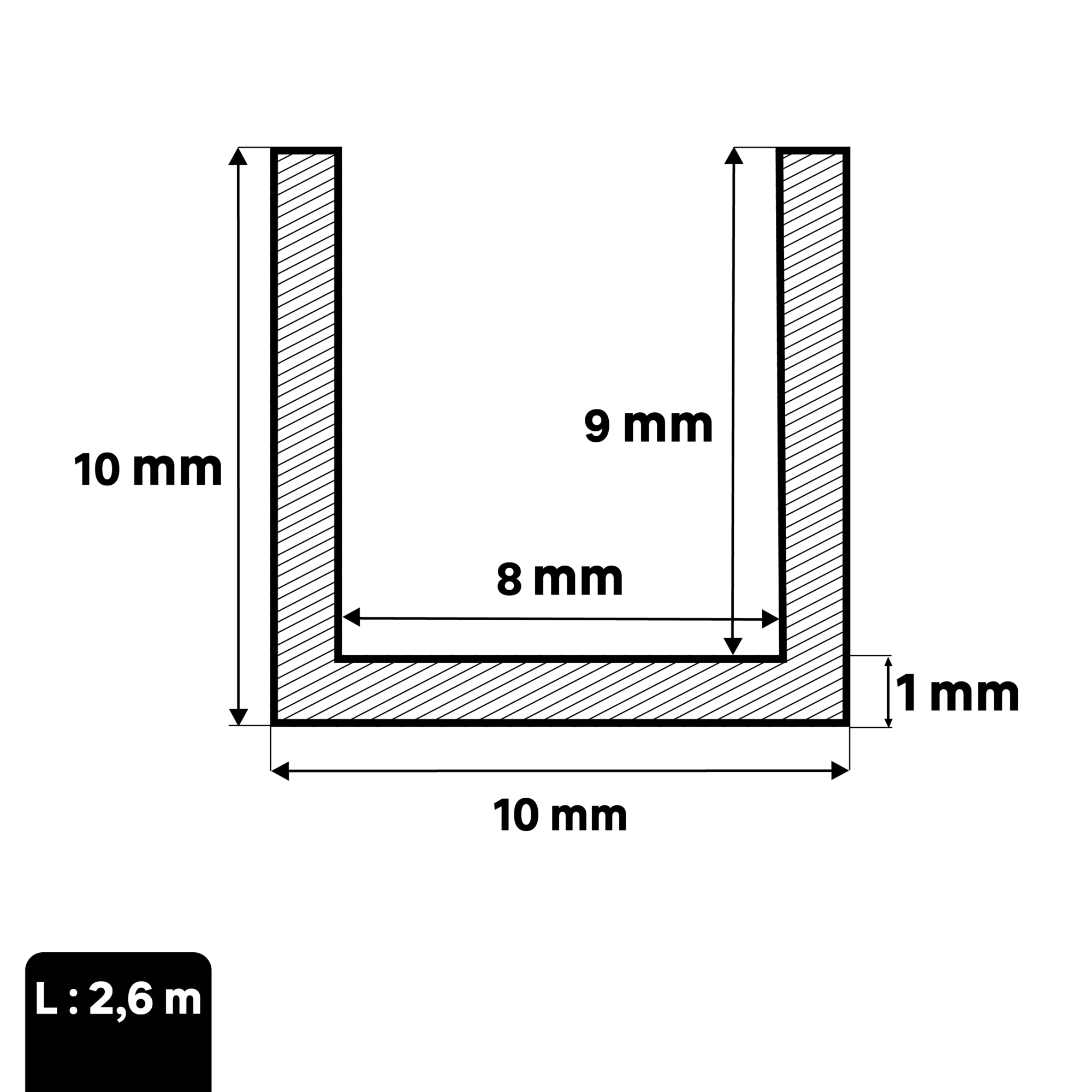 Profilo u STANDERS in alluminio 2.6 m x 1 cm grigio - 2