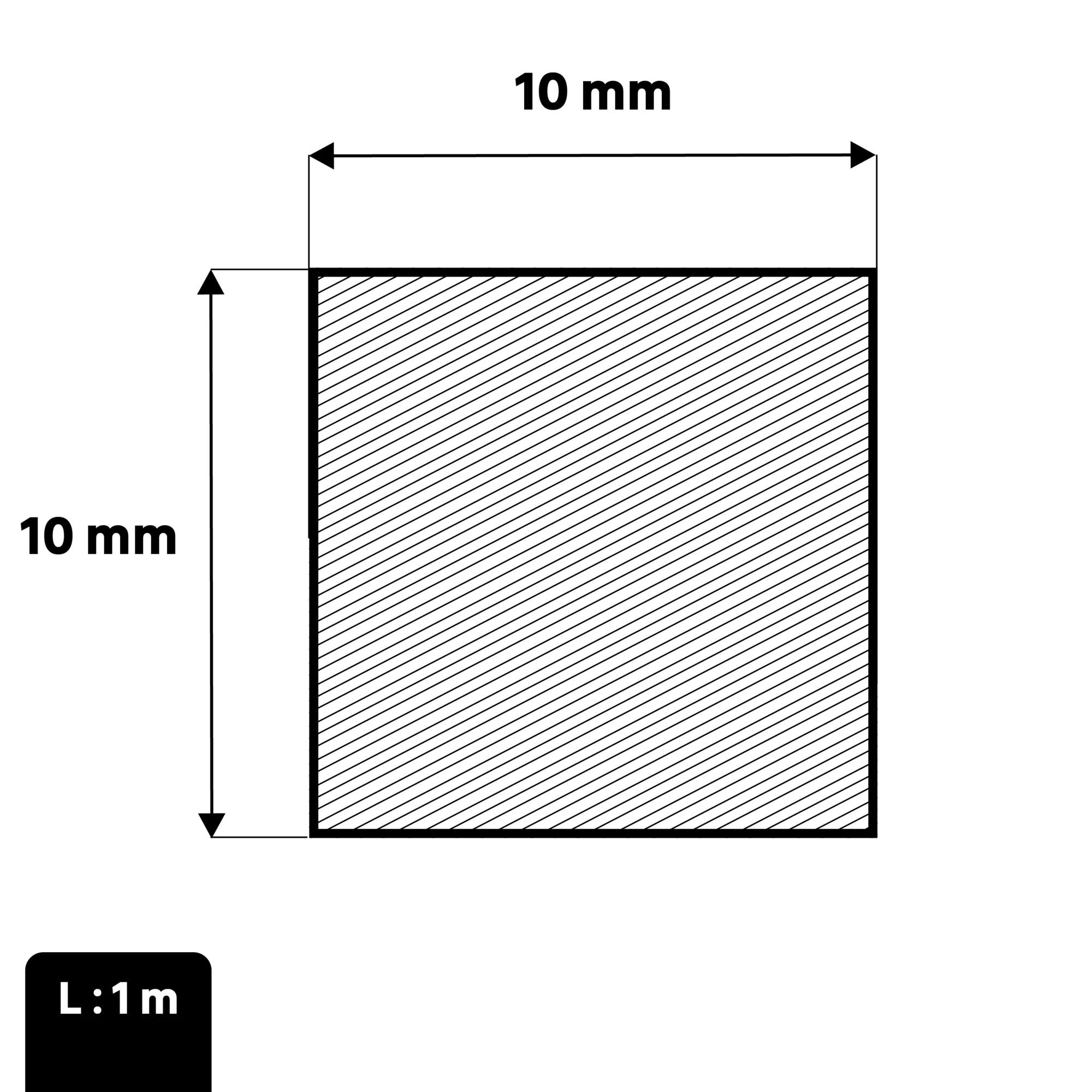 Profilo quadrati pieni STANDERS in ferro 1 m x 1 cm nero - 2