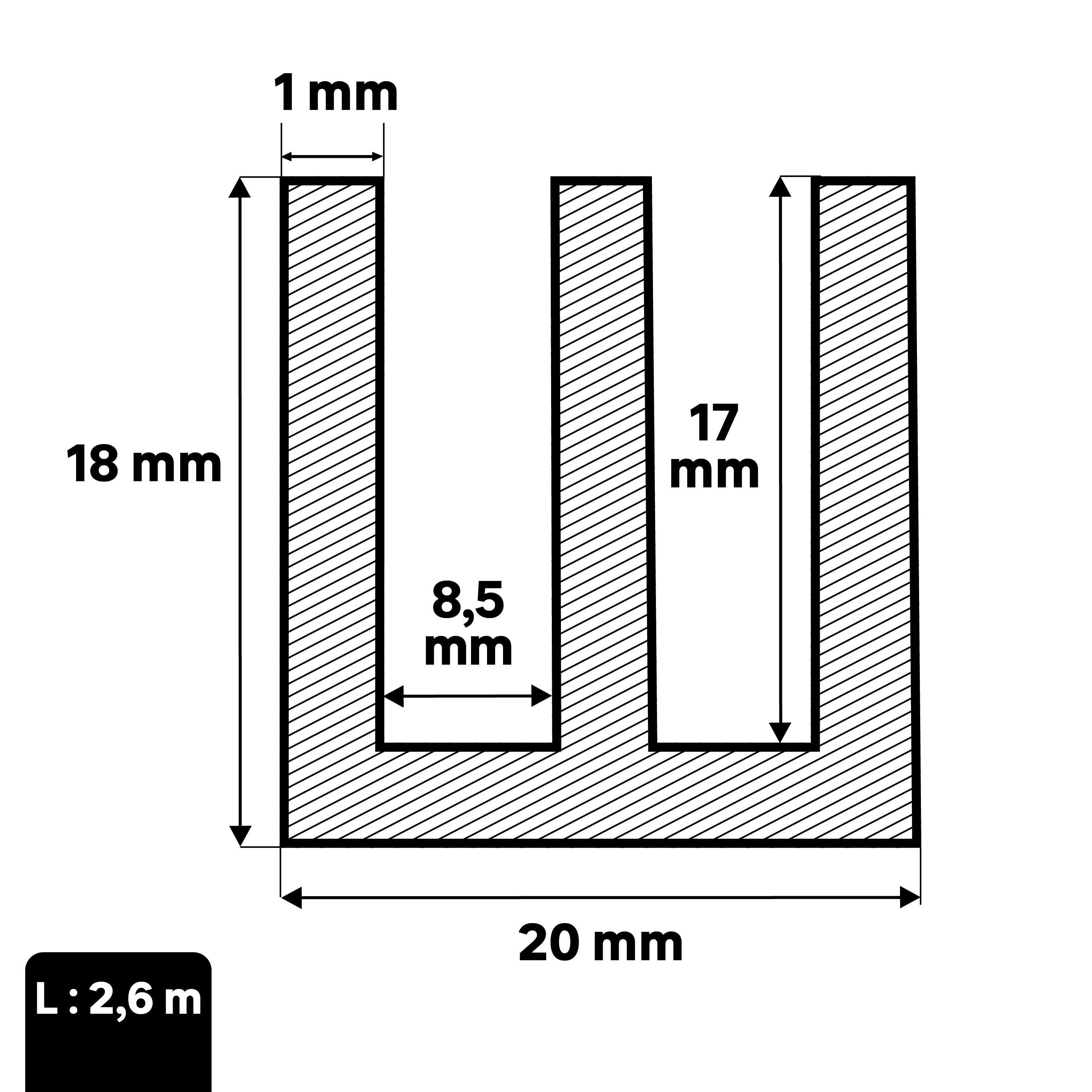 Profilo doppia u STANDERS in alluminio 2.6 m x 2 cm grigio - 2