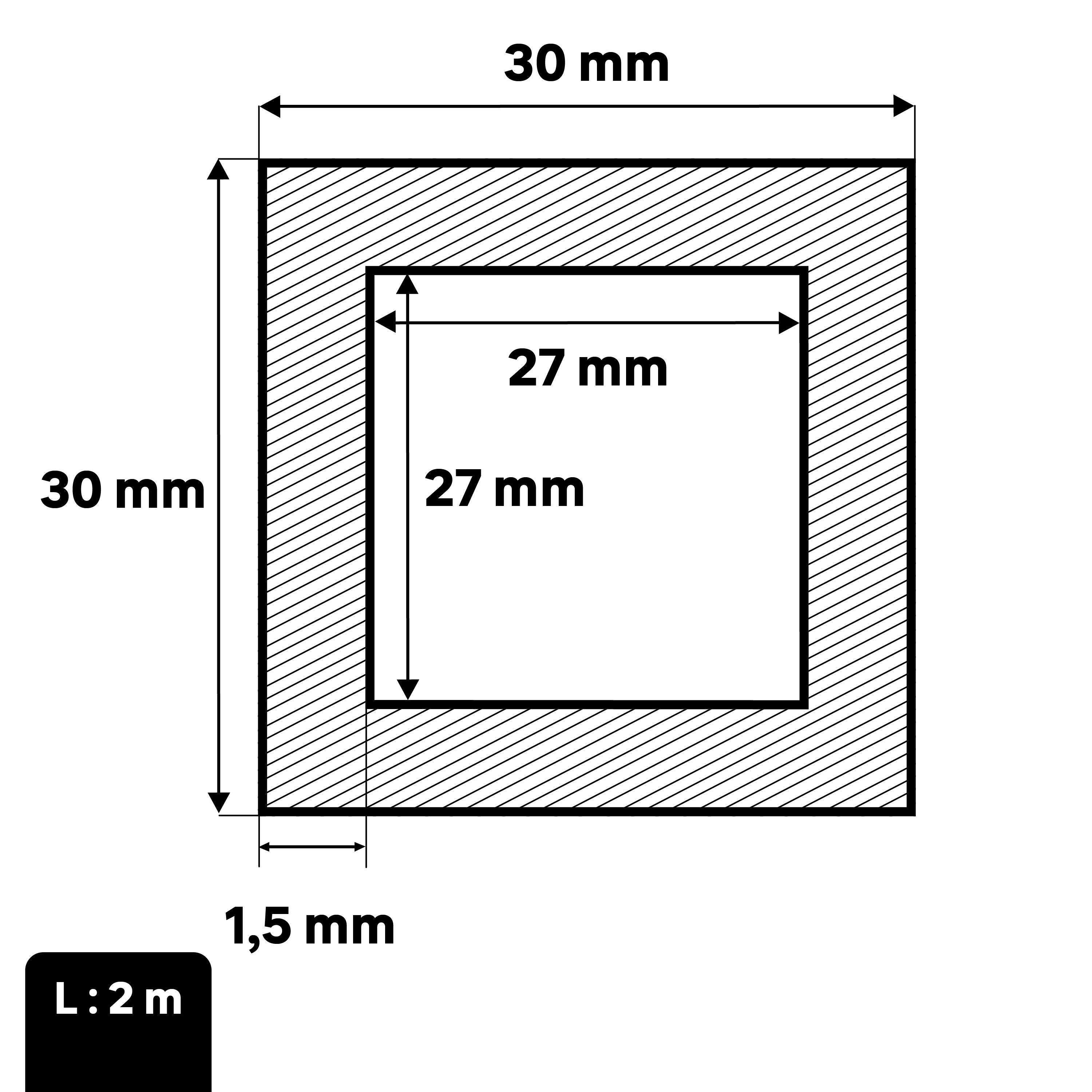 Profilo tubo quadrato STANDERS in acciaio 2 m x 3 cm grigio - 2