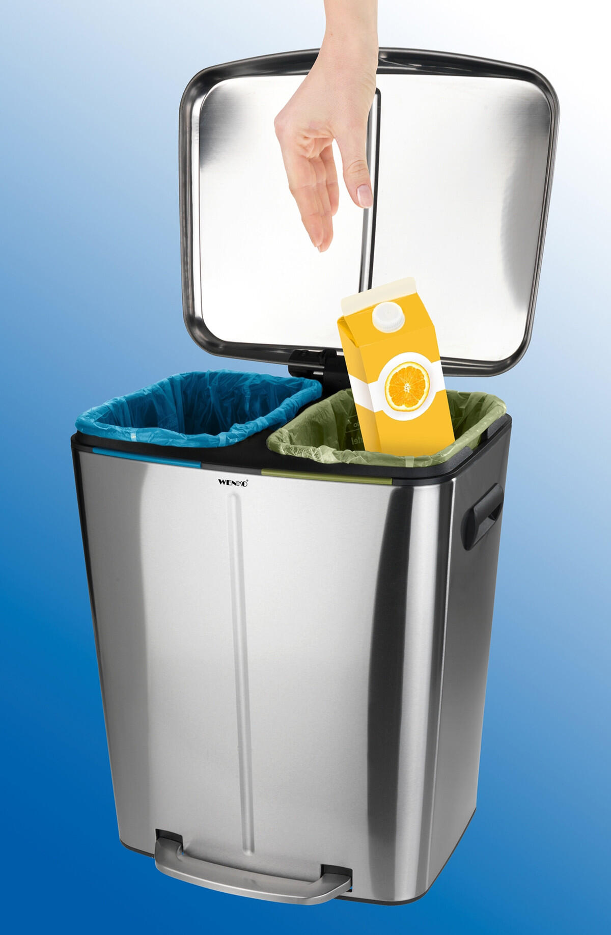 WENKO Leno Pattumiera A Pedale Easy-Close 5L - Bianca, Con Chiusura Ammortizzata E Contenitore Estraibile