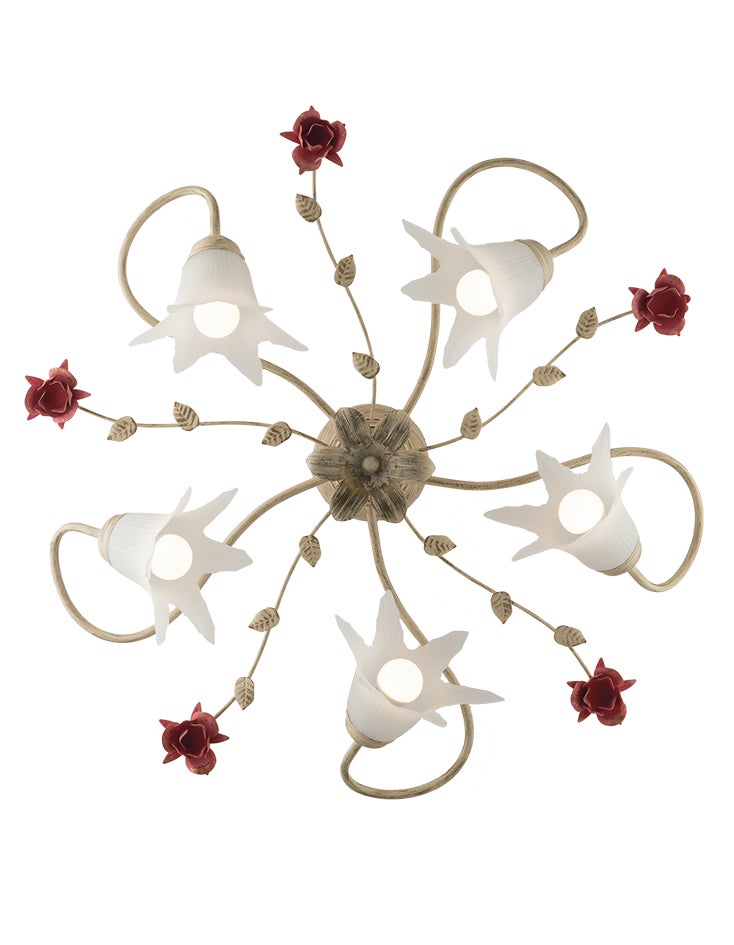Applique Rose avorio, in metallo, 5 luci FAN EUROPE
