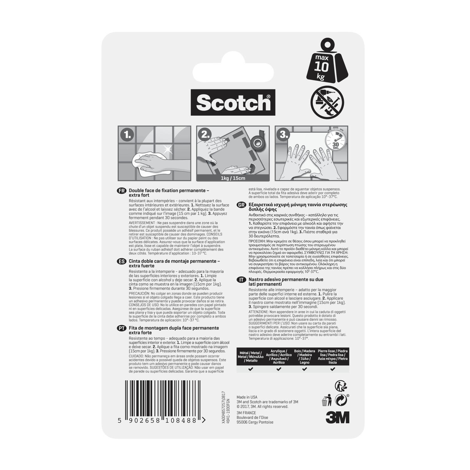 Scotch Nastro Adesivo Multiuso Per Appaltatori, 6 Rotoli Da 2,4 Cm X 60m, Forte E Senza Residui, Ideale Per Interni/Esterni E Pittura - 2