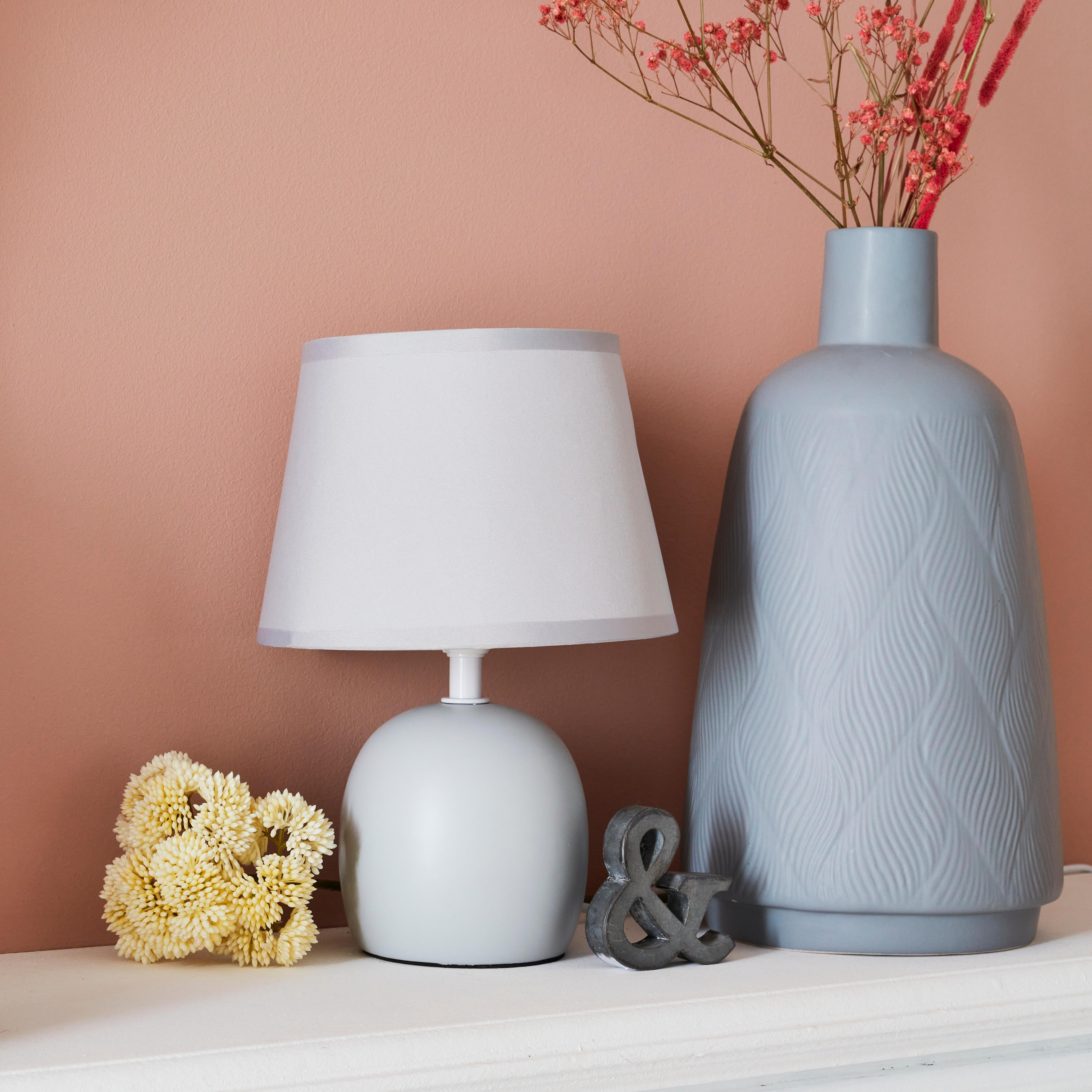 Lampada da comodino Shabby Poki grigio , in ceramica, INSPIRE - 2