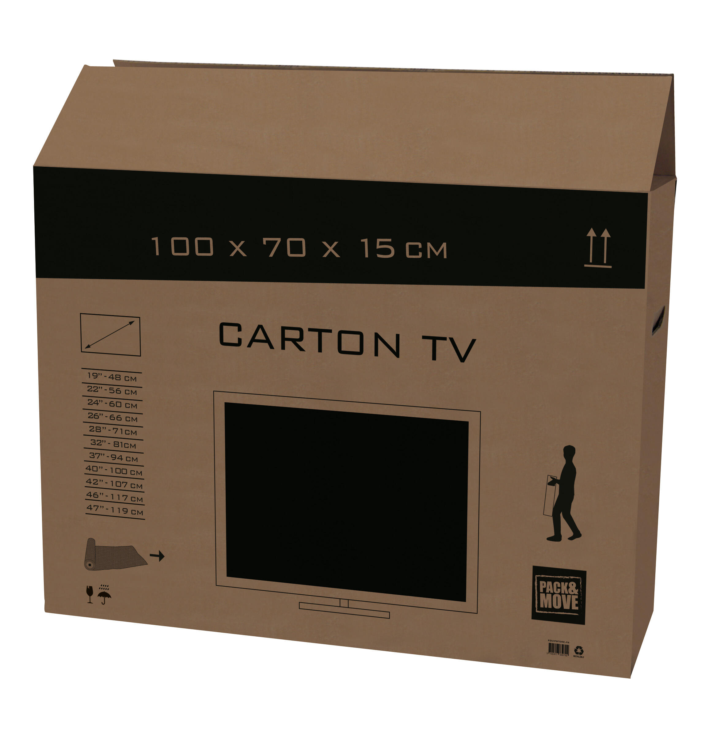 Scatola da imballaggio per TV 2 onde H 70 x L 100 x P 15 cm - 2