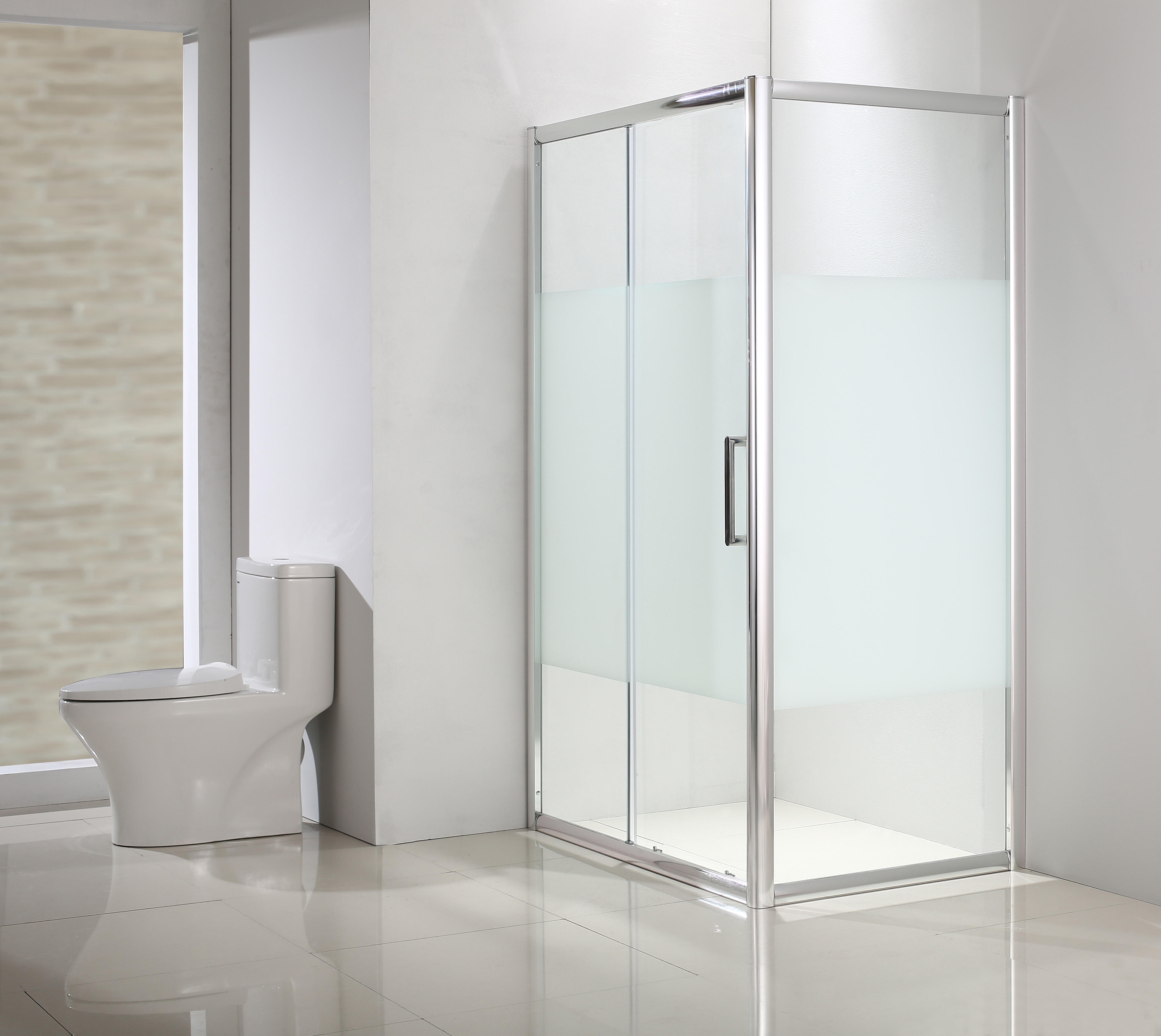 Porta doccia scorrevole Quad 100 cm, H 190 cm in vetro, spessore 6 mm serigrafato silver - 6