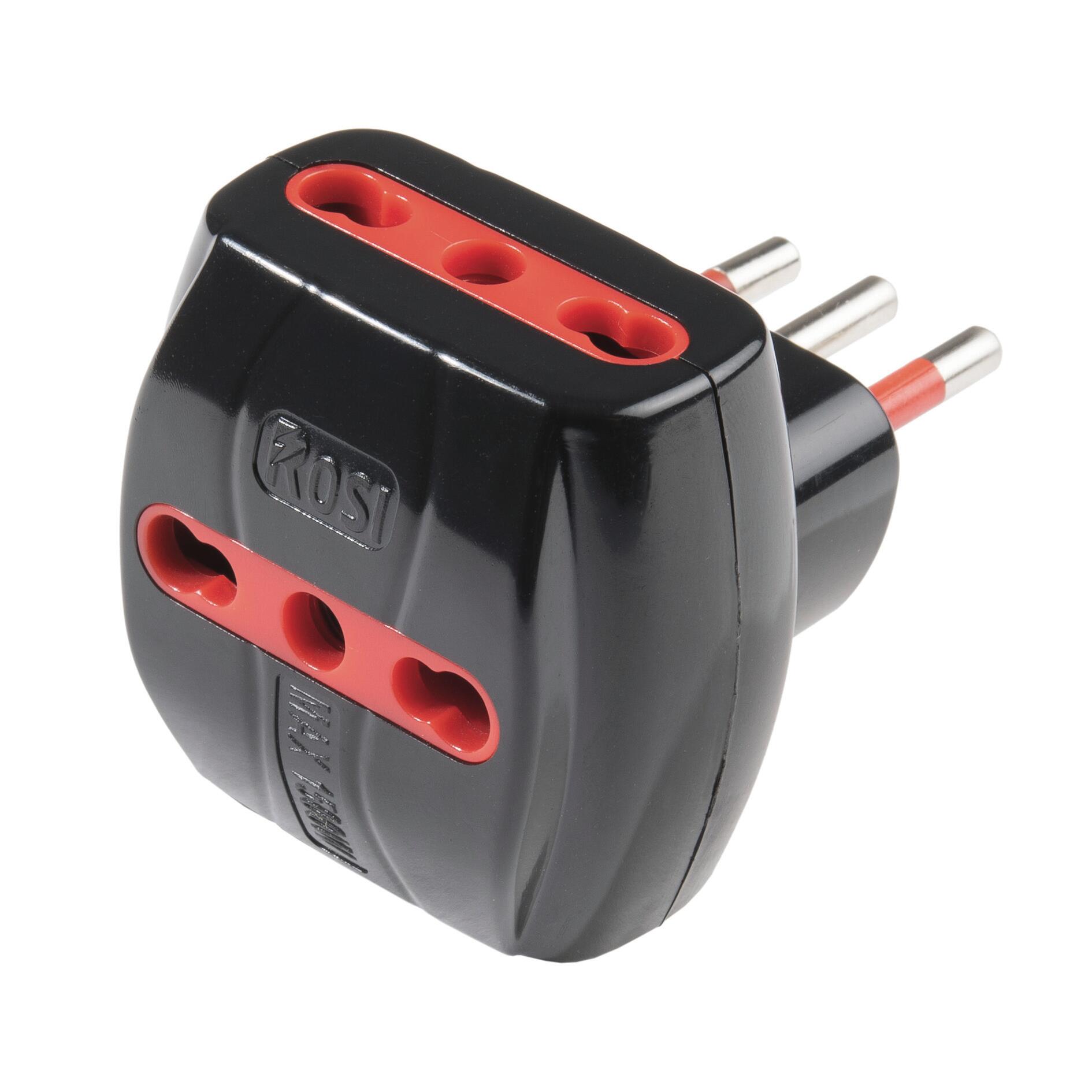 Adattatore ROSI 10A/16A Bipasso 10 A nero