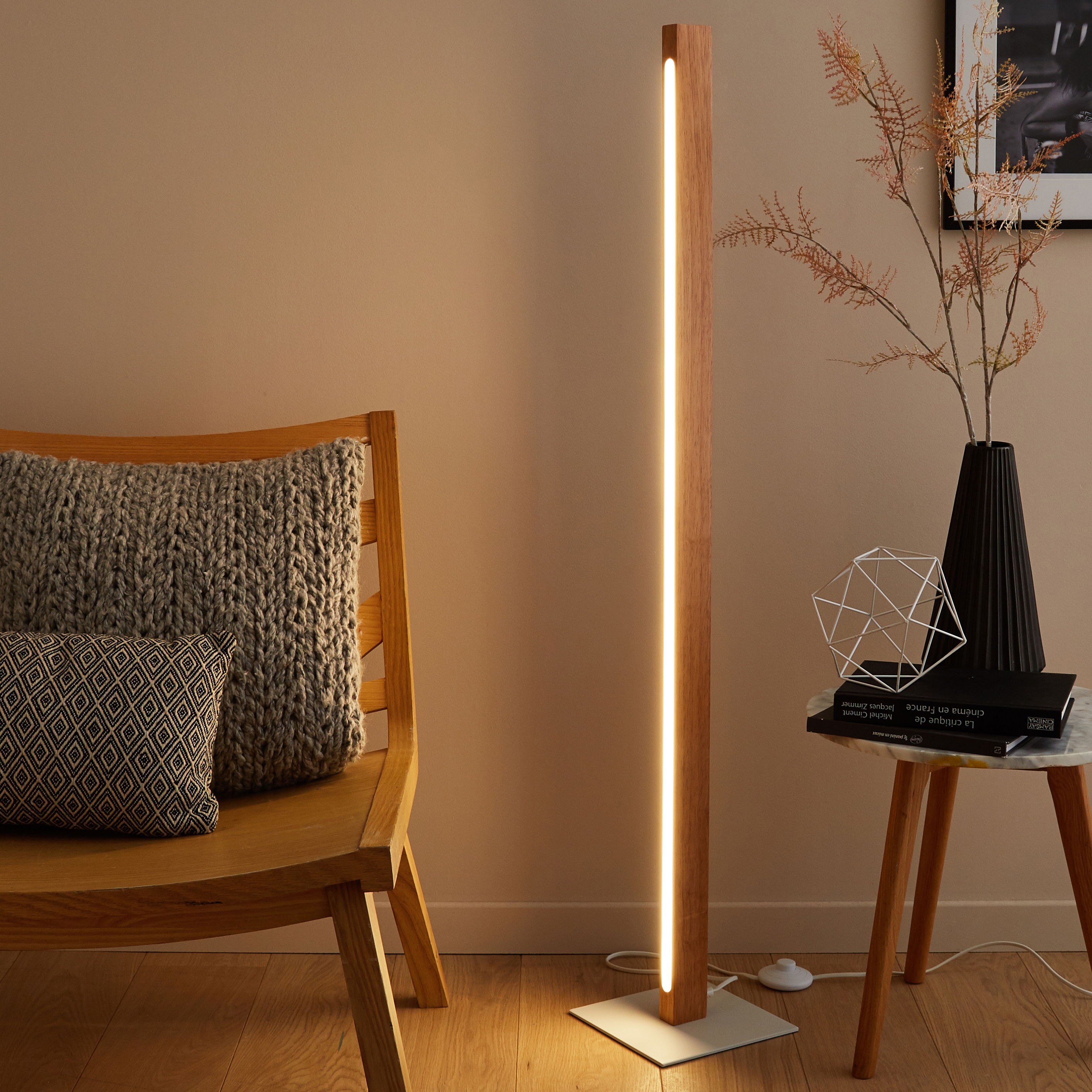 Lampada da terra Namu marrone, in legno, H119cm LED integrato INSPIRE - 1