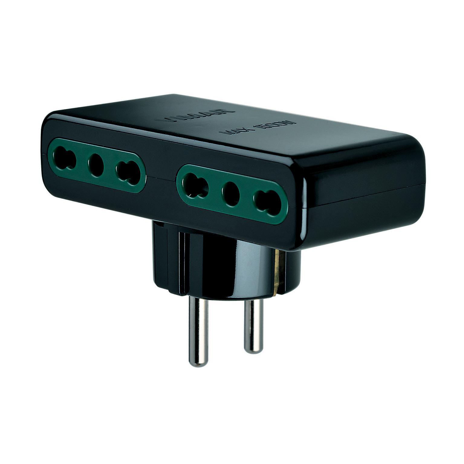 Adattatore VIMAR 10A/16A Bipasso Schuko nero